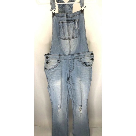 Mossimo Denim Ripped Jean Overalls Size S/P - Picture 1 of 9